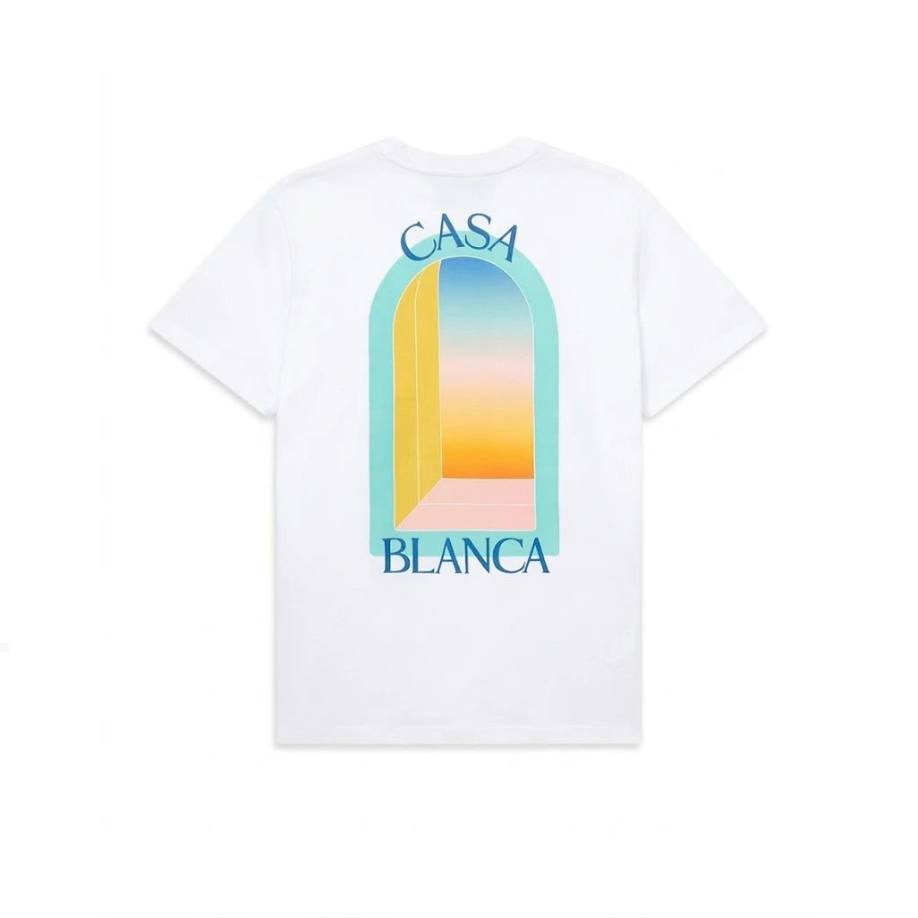 Casablanca l'arche colore blue print regular fit cotton t-shirt