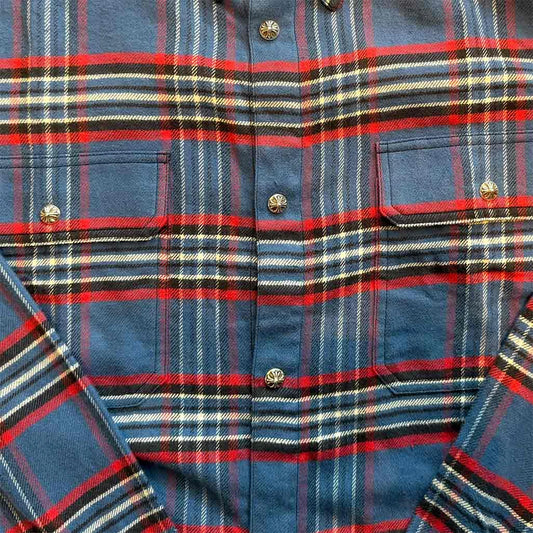 Chrome Hearts Work Dog Padded Flannel Shirt Blue Red