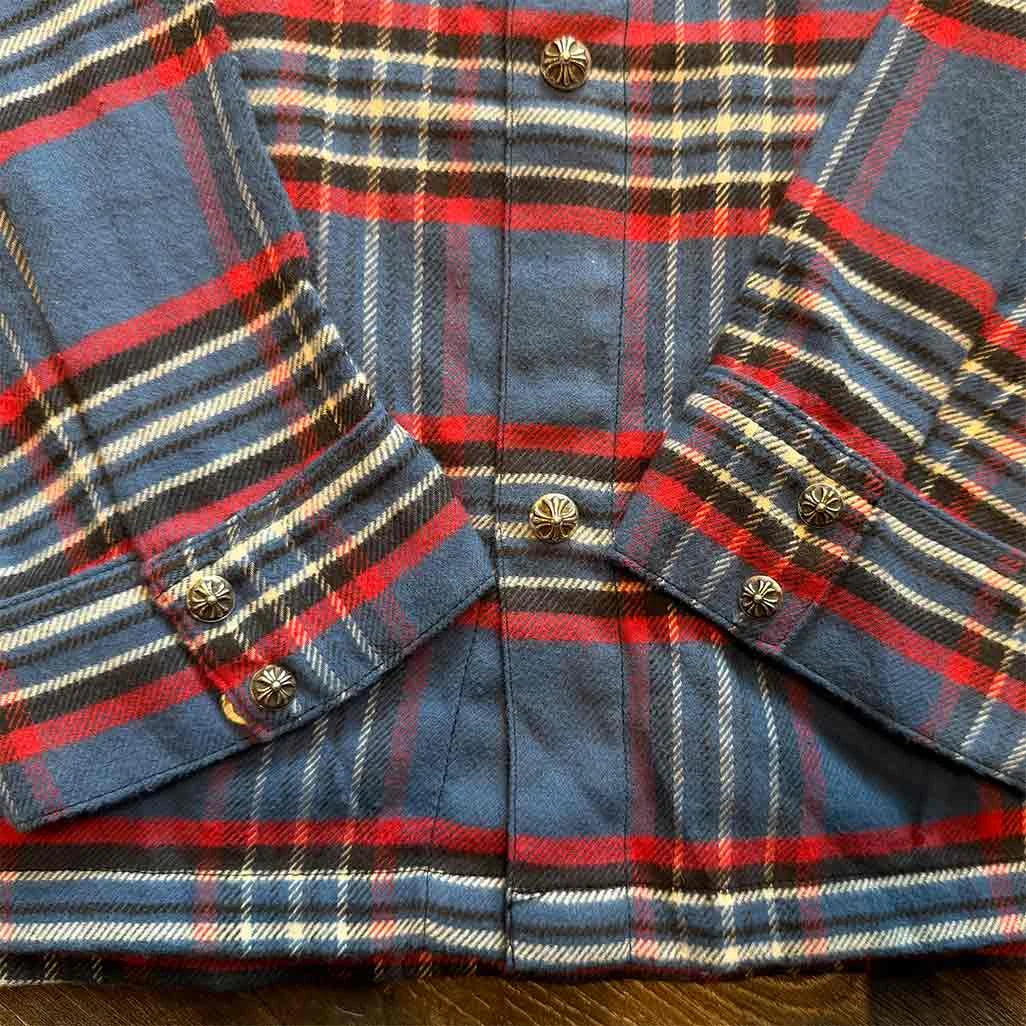 Chrome Hearts Work Dog Padded Flannel Shirt Blue Red