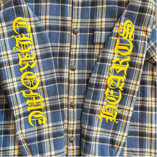 Chrome Hearts Quilted Flannel Jacket Blue White Yellow