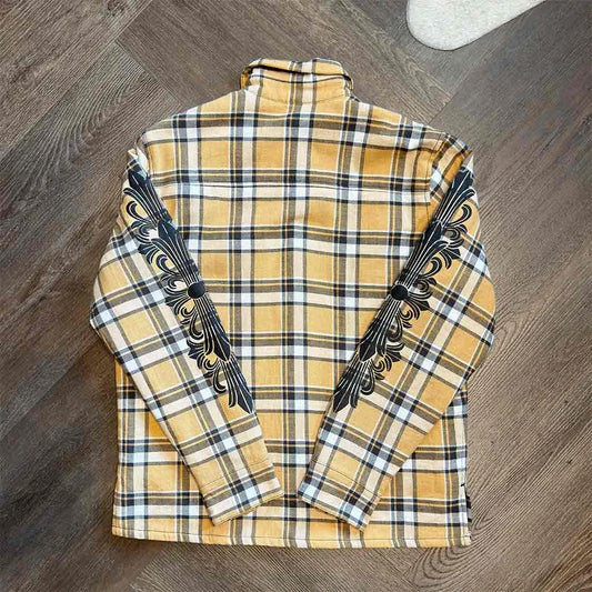 Chrome Hearts Quilted Flannel Floral Jacket Yellow Black