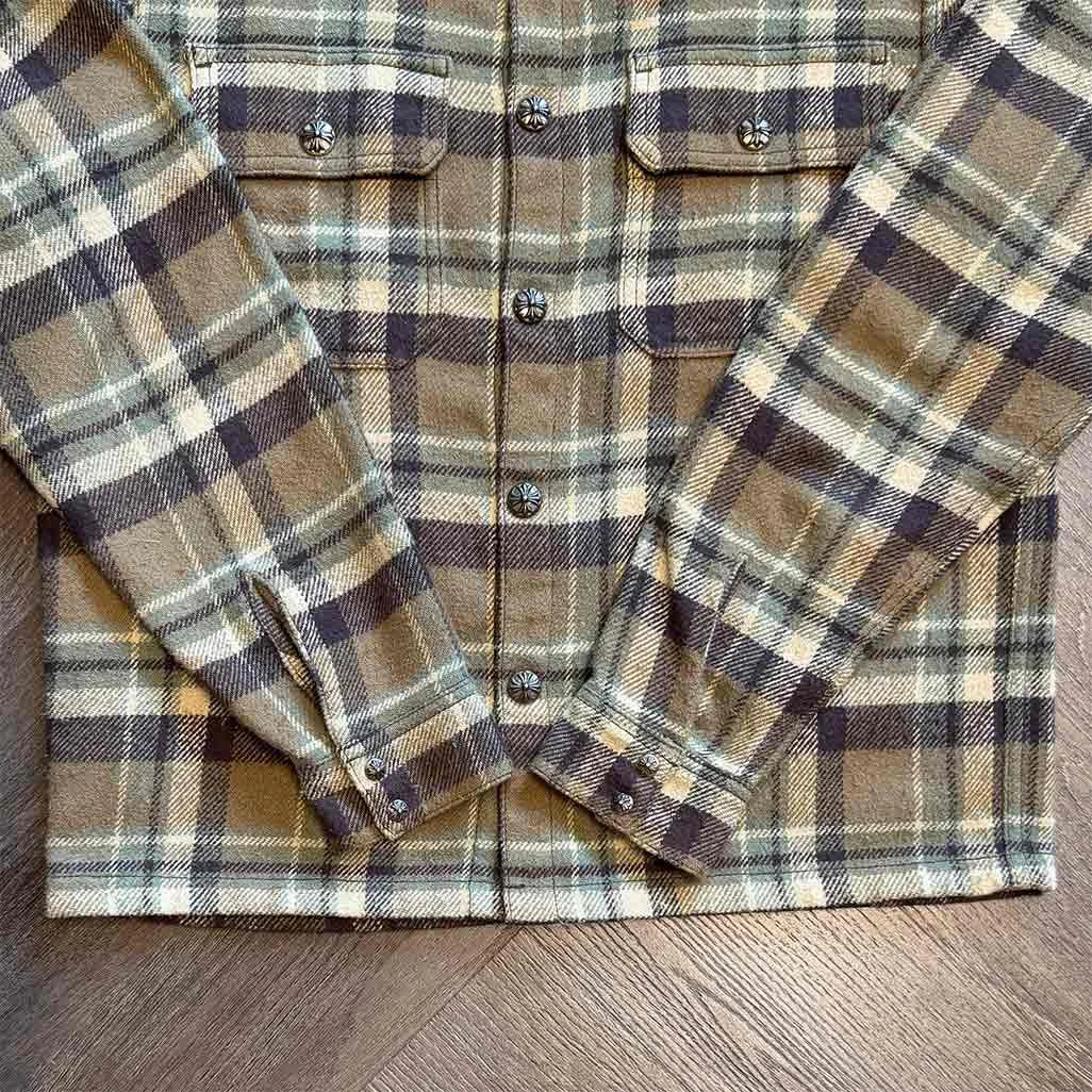 Chrome Hearts Wool Checked Overshirt Khaki