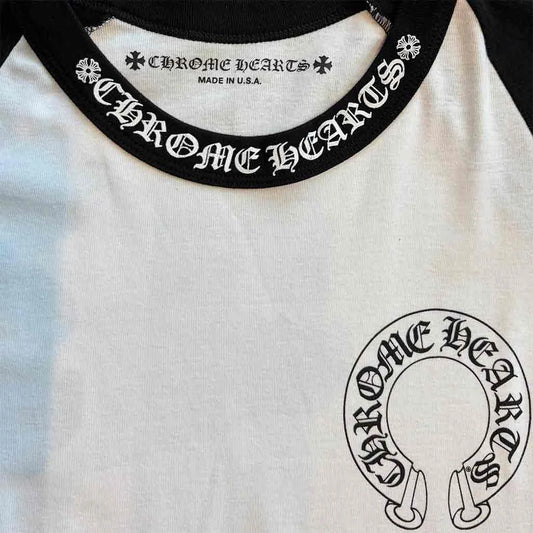 Chrome Hearts Horseshoe Baseball Long Sleeve T-Shirt White Black