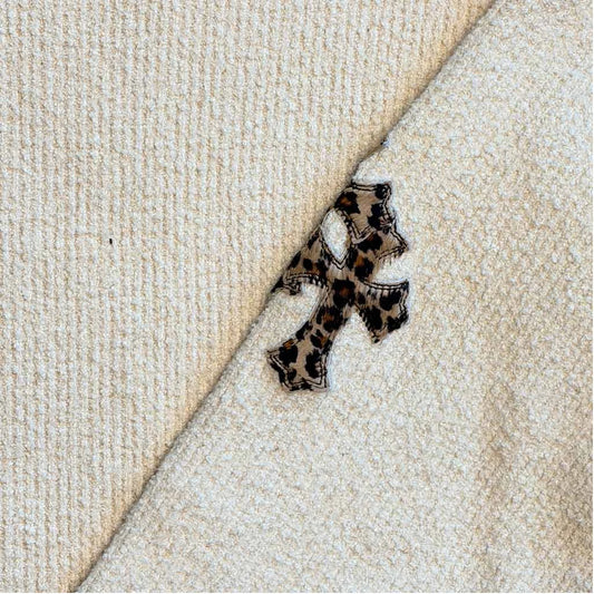 Chrome Hearts Cashmere Leopard Patch Beige Sweatshirt