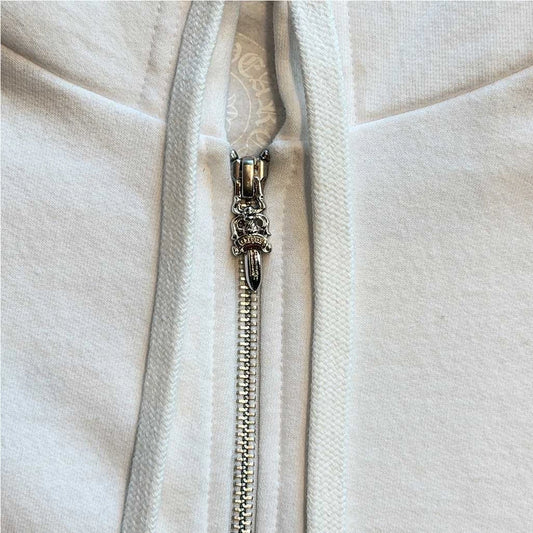Chrome Hearts Zipped Scroll White Black Hoodie