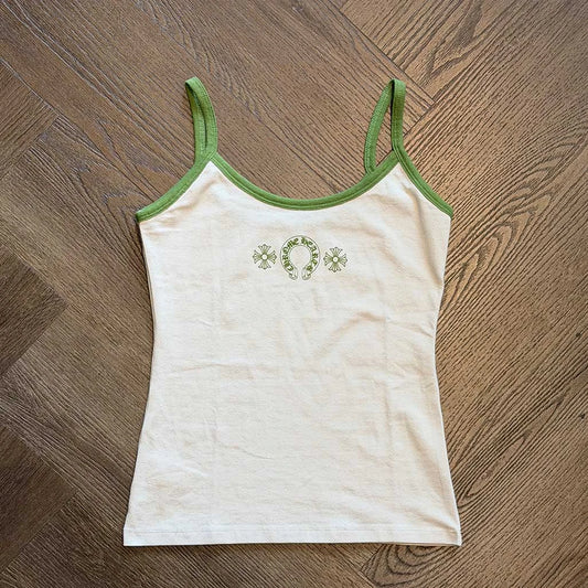 Chrome Hearts White Green Horseshoe Tank Top
