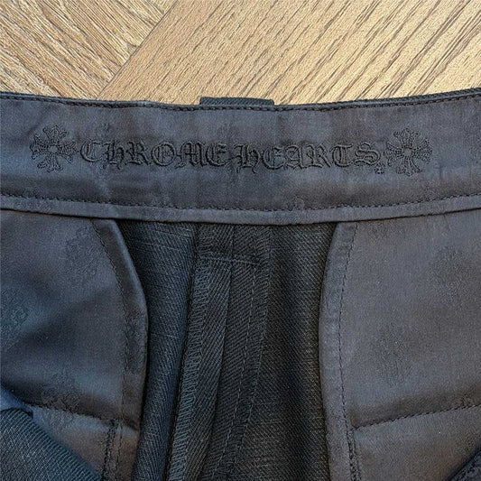 Chrome Hearts Ankle Straps Cross Ball Button Wide Leg Denim Pants
