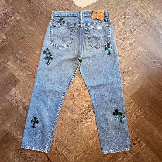 Chrome Hearts Galaxy Blue Jeans