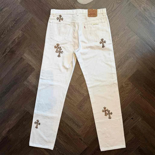 Chrome Hearts White Leopard Jeans