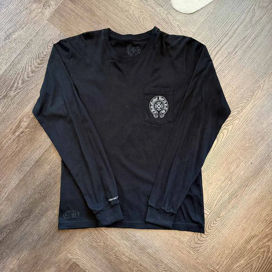 Chrome Hearts Black & Grey Staff Horseshoe Logo Longsleeve T-Shirt