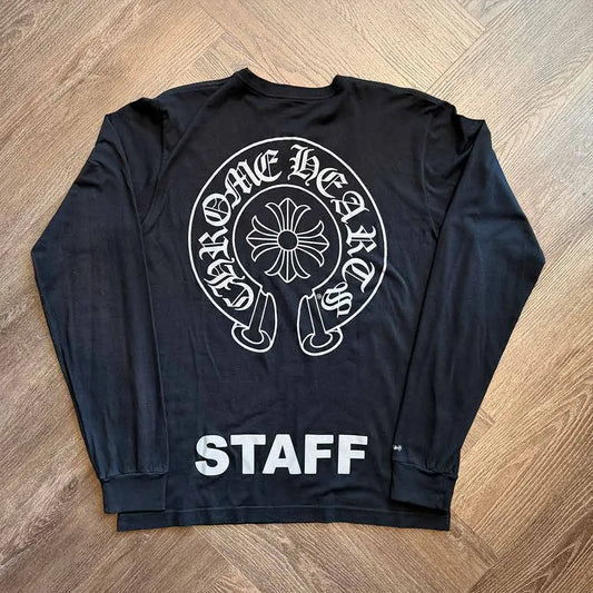 Chrome Hearts Black & Grey Staff Horseshoe Logo Longsleeve T-Shirt