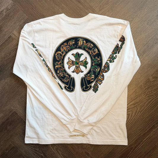 Chrome Hearts Horse Shoe Long-Sleeve T-Shirt 'White/Camo'