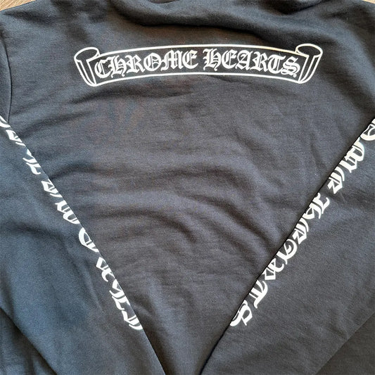 Chrome Hearts Scroll Logo Spellout Zip Up Hoodie