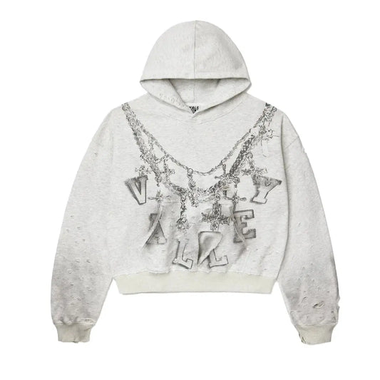 Vale Forever Chain Hoodie - Heather Grey | Distressed Streetwear Hoodie