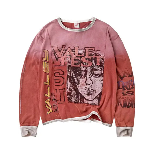 Vale Forever Hot Mess L/S - Faded Red/Pink