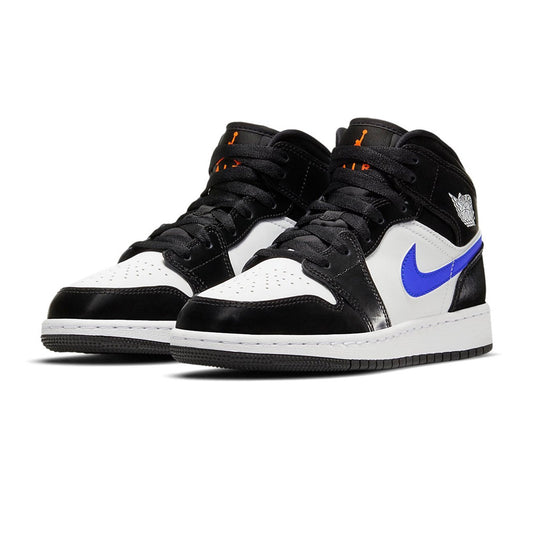 Air Jordan 1 Mid White Black Racer Blue GS