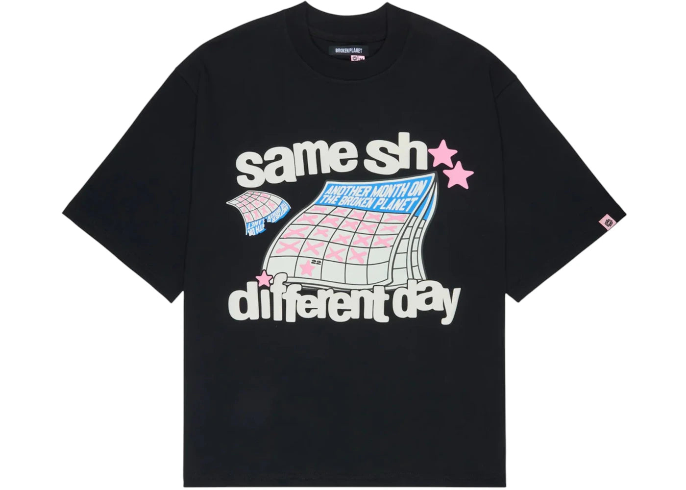 Broken Planet Different Day T Shirt Midnight Black - 1