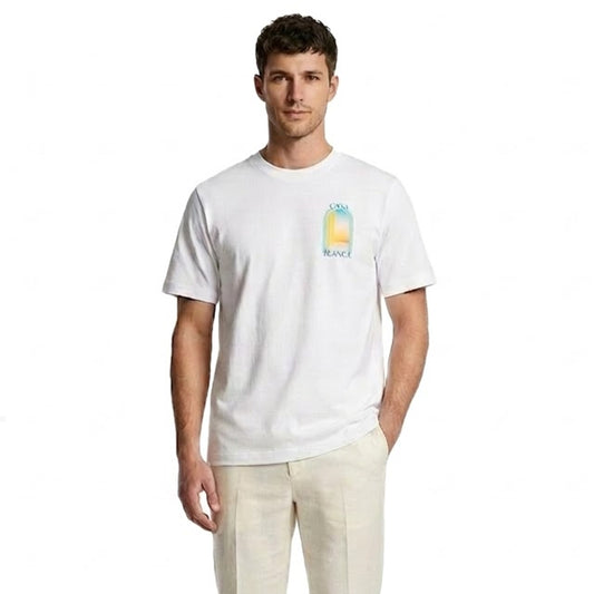 Casablanca l'arche colore blue print regular fit cotton t-shirt
