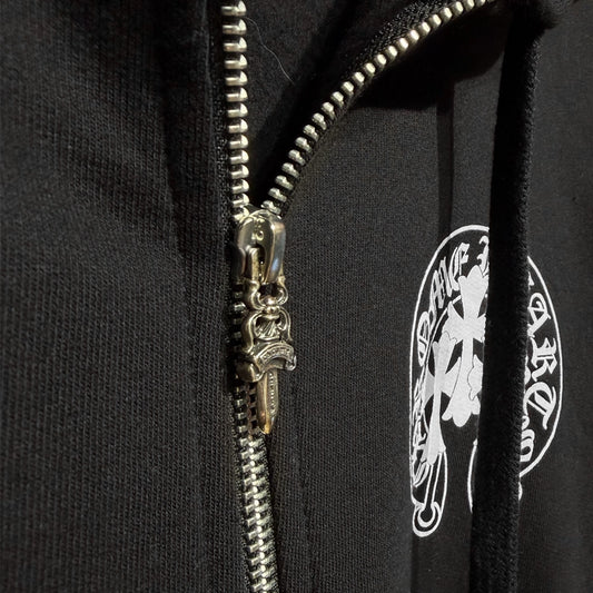 Chrome Hearts cross logo zip hoodie back print detail