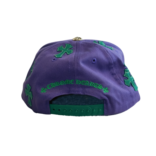 Chrome Hearts Green Cemetery Cross Patch Purple Snapback Hat