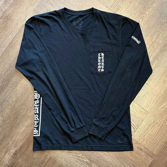 Chrome Hearts Horseshoe & Old English Long-Sleeve Pocket T-Shirt