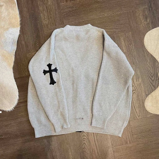 Chrome Hearts Knit Button Cardigan Grey Patch - 2