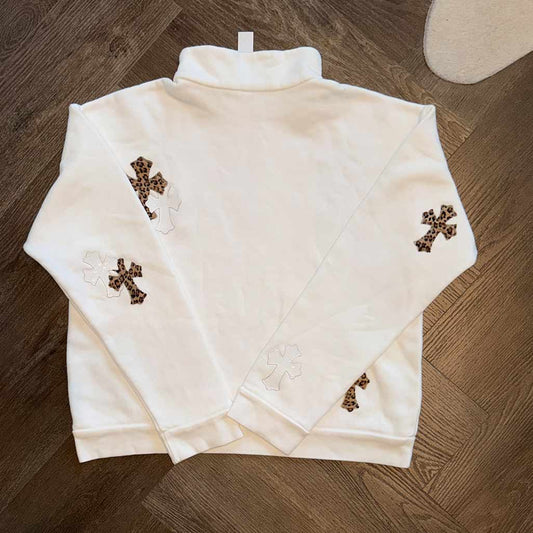 Chrome Hearts Leopard Patch Flooded 1/4 Zip Jumper