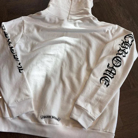 Chrome Hearts Scroll Logo White Black Hoodie - 3