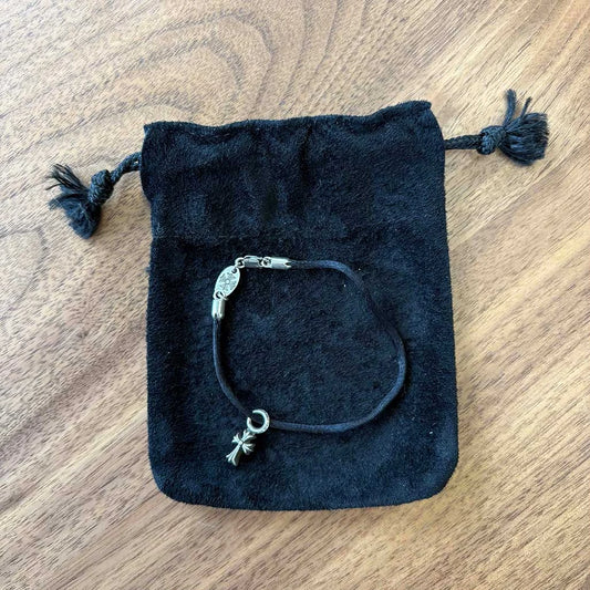 Chrome Hearts Silver Cross Black String Bracelet - 2