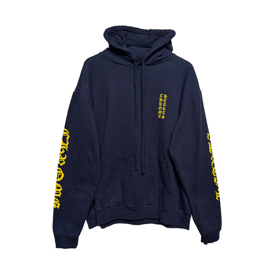 Chrome Hearts Spell Out Hoodie Navy Yellow - 1
