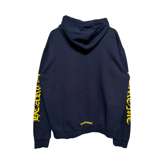 Chrome Hearts Spell Out Hoodie Navy Yellow - 2