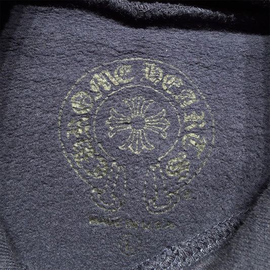 Chrome Hearts Spell Out Hoodie Navy Yellow - 3