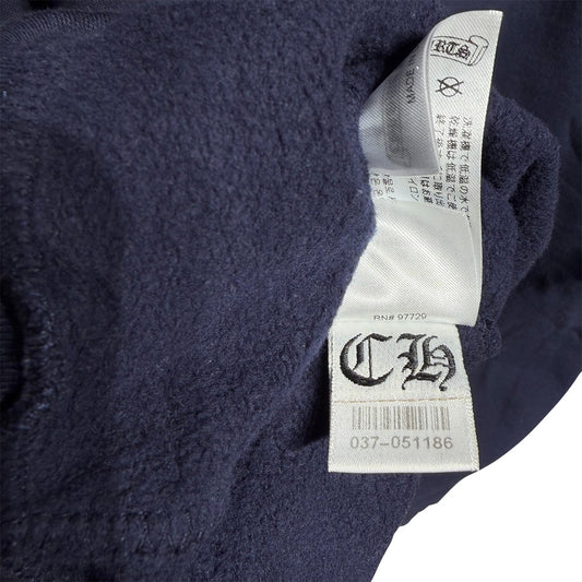 Chrome Hearts Spell Out Hoodie Navy Yellow - 6