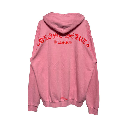 Chrome Hearts Spell Out Pink Hoodie - 1