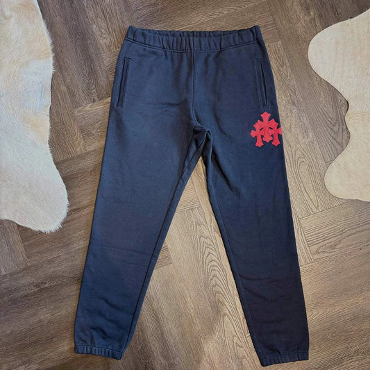 Chrome Hearts Triple Patch Navy Red Sweatpants - 1