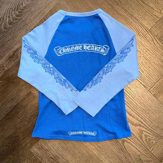 Chrome Hearts Cotton Two Tone Blue Floral Womens Top