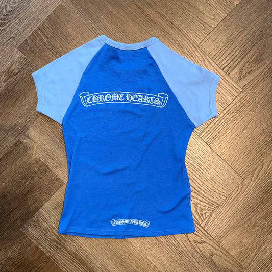 Chrome Hearts Cotton Cropped Top Two Tone Blue