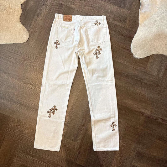 Chrome Hearts White Leopard Denim Jeans - 2