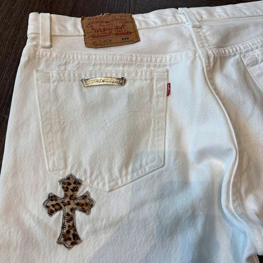 Chrome Hearts White Leopard Denim Jeans - 3