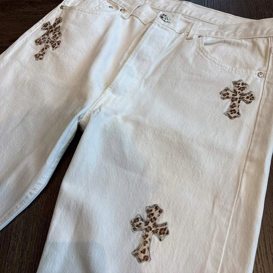 Chrome Hearts White Leopard Denim Jeans - 4