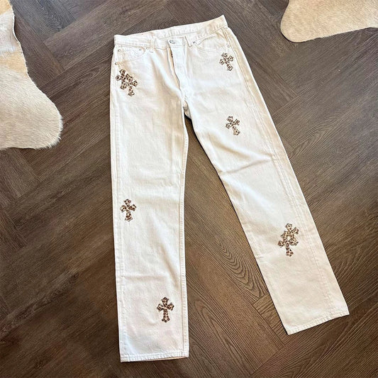 Chrome Hearts White Leopard Denim Jeans - 5