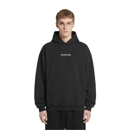 Balenciaga Black Medium Fit Logo Hoodie