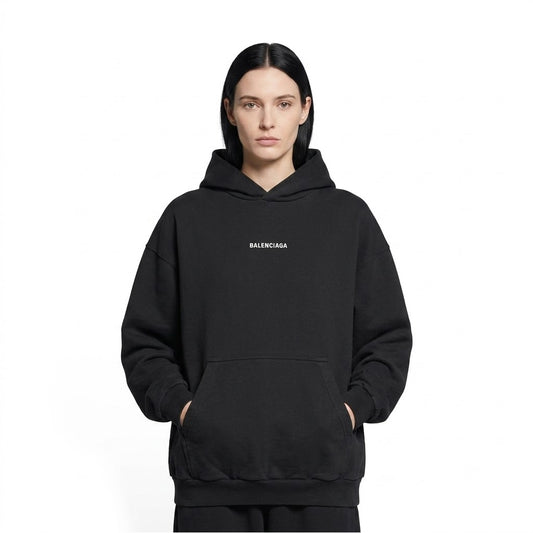 Balenciaga Black Medium Fit Logo Hoodie