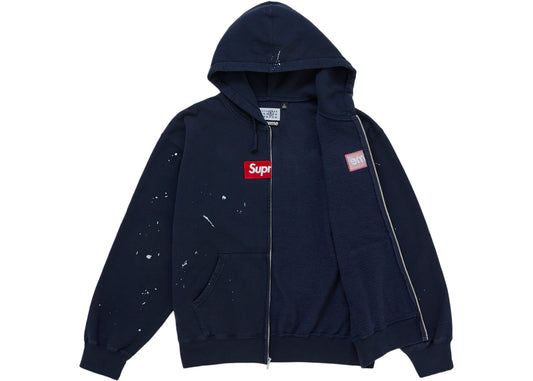 Supreme MM6 Maison Margiela Box Logo Zip Up Hooded Sweatshirt Navy