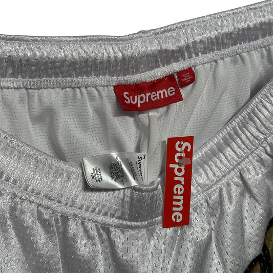 Supreme Big Script Mesh Shorts White Gold - 3