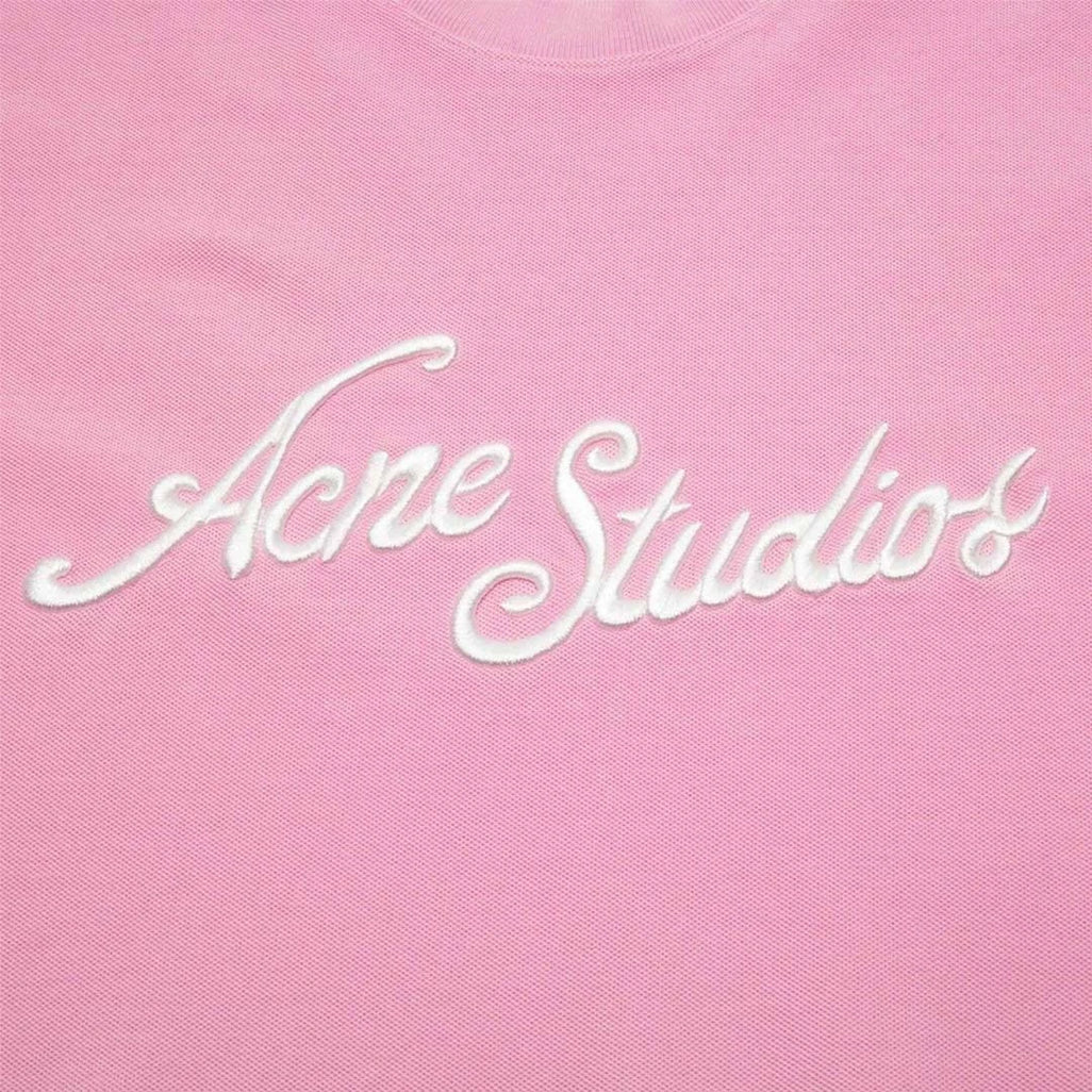 Acne Studios Stockholm Logo T-Shirt Embroidered Logo Relaxed Fit Bubble Pink