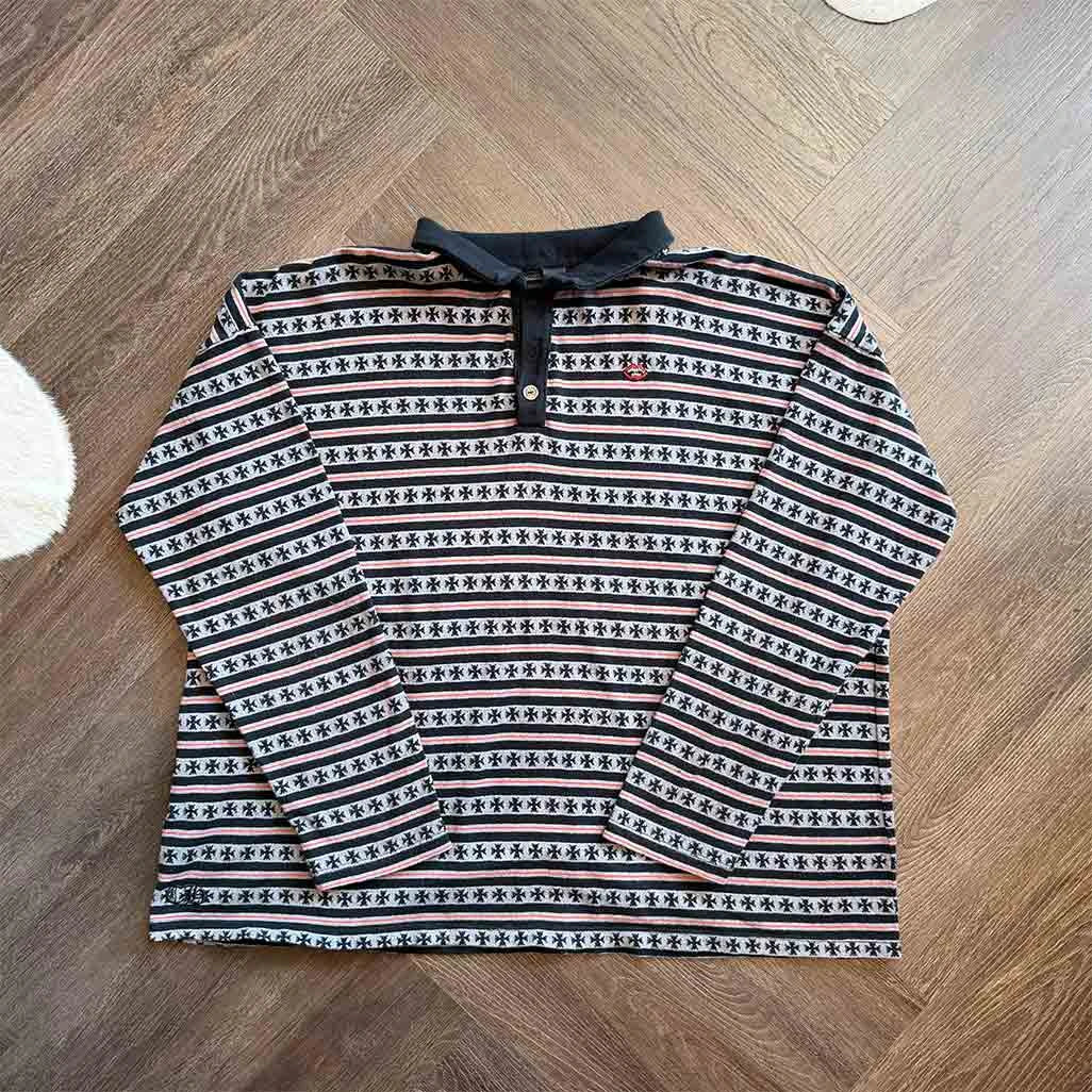 Chrome Hearts Button Up Black Grey Monogram Jumper