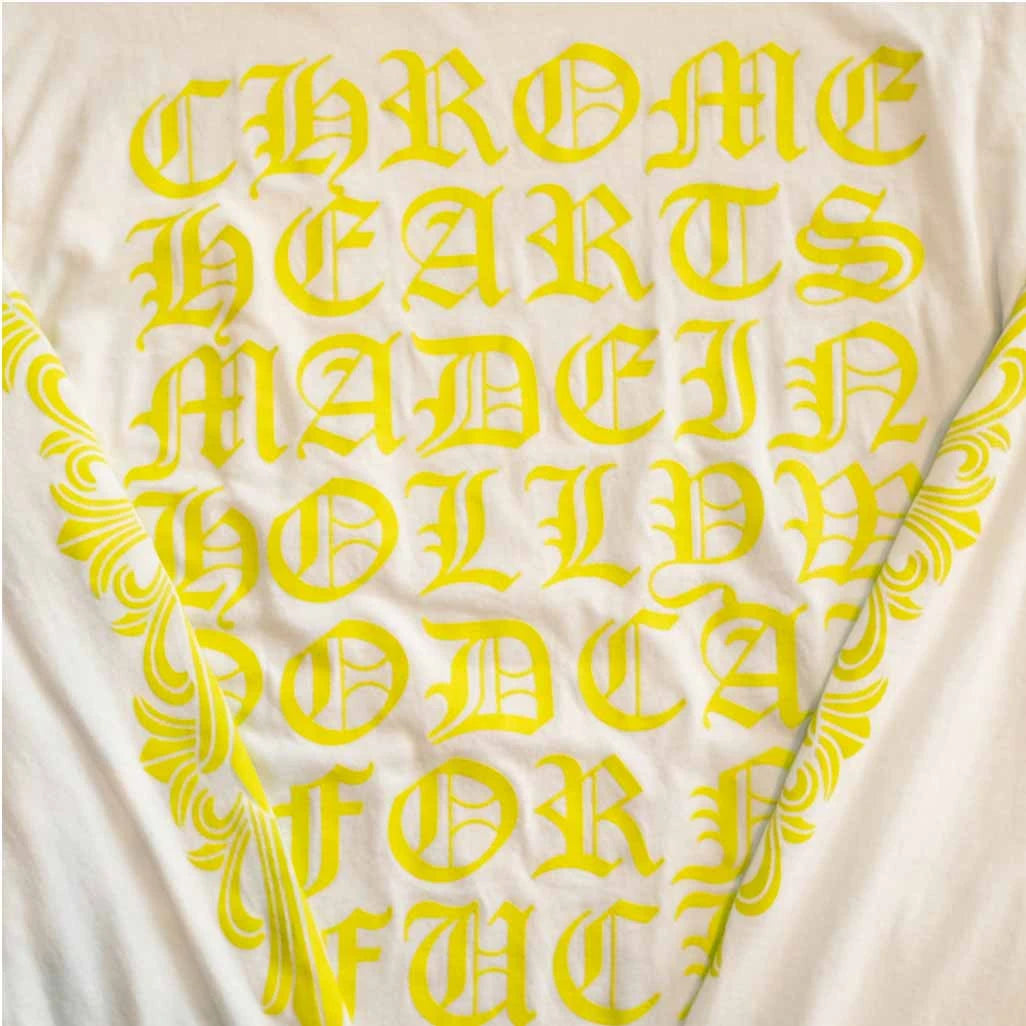 Chrome Hearts White Yellow Scroll Long Sleeve T-Shirt