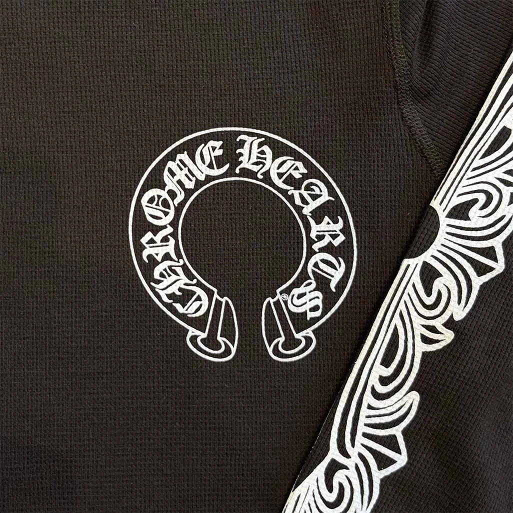 Chrome Hearts Floral Horseshoe Thermal Long Sleeve T-Shirt