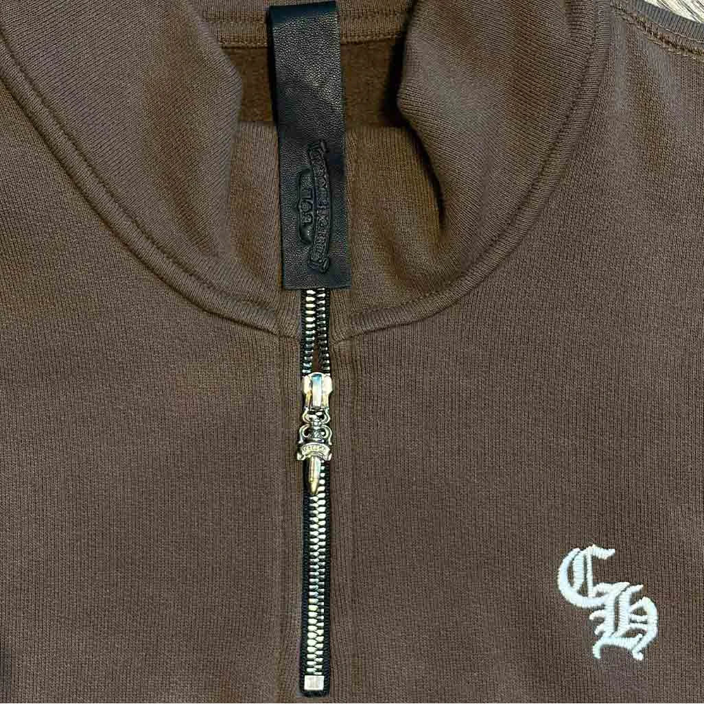 Chrome Hearts Brown Dagger Quarter-Zip Jumper